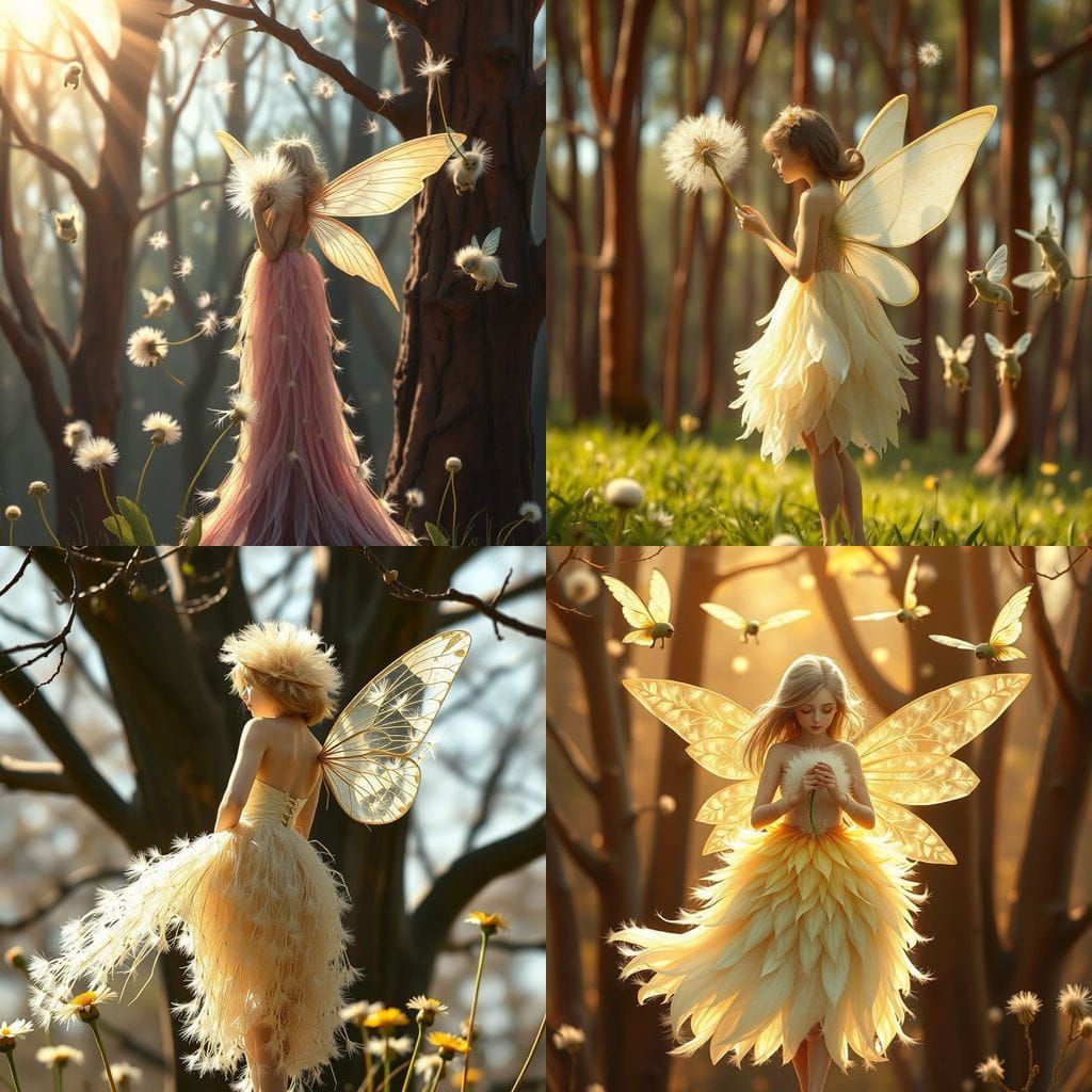 Majestic Dandelion Fairy with Realistic Texture