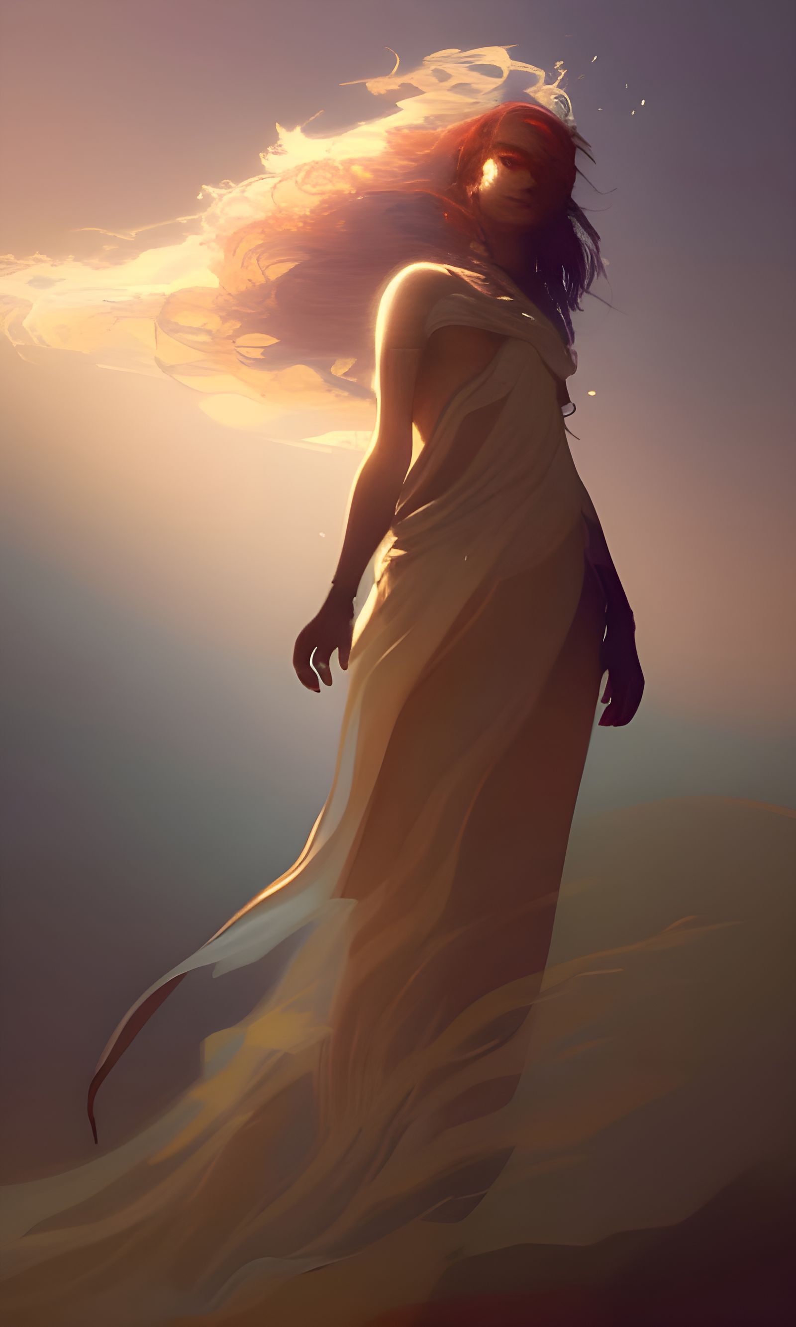 Desert Witch Summons Sandstorm: Hyperdetailed Concept Art