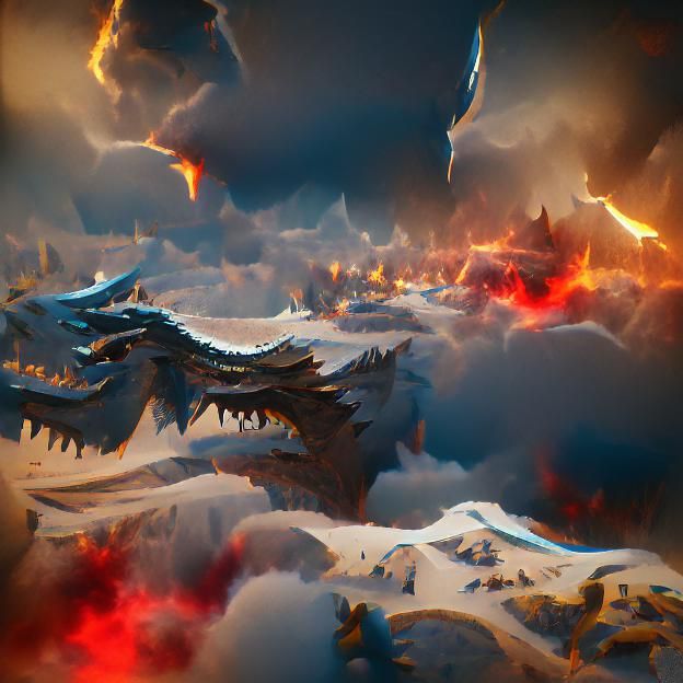 Epic Dragons Soaring Over Fantasy Landscape