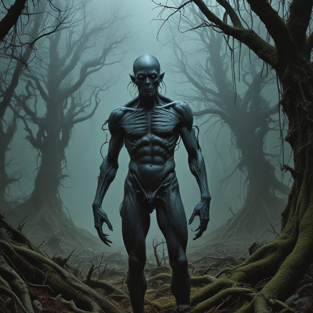 Gnarled Zombie Barbarian in a Twisted, Dark Realm