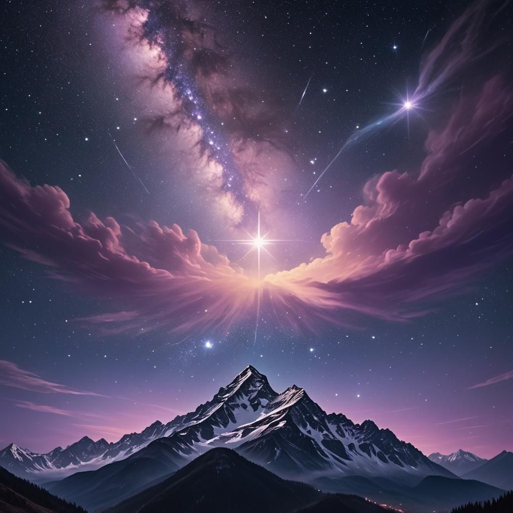 Ethereal Star Shines in Surreal Impressionistic Night