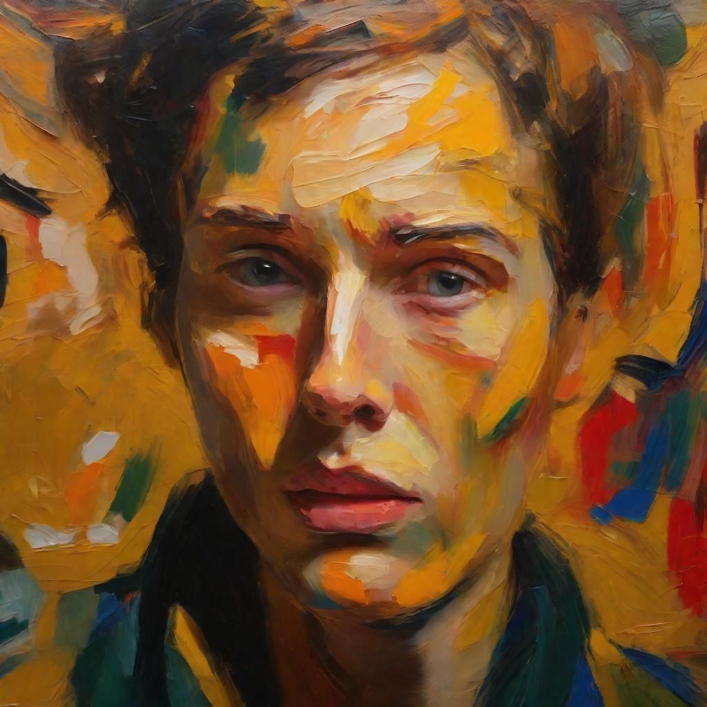 Emotional Portrait in Abstract Expressionist Style