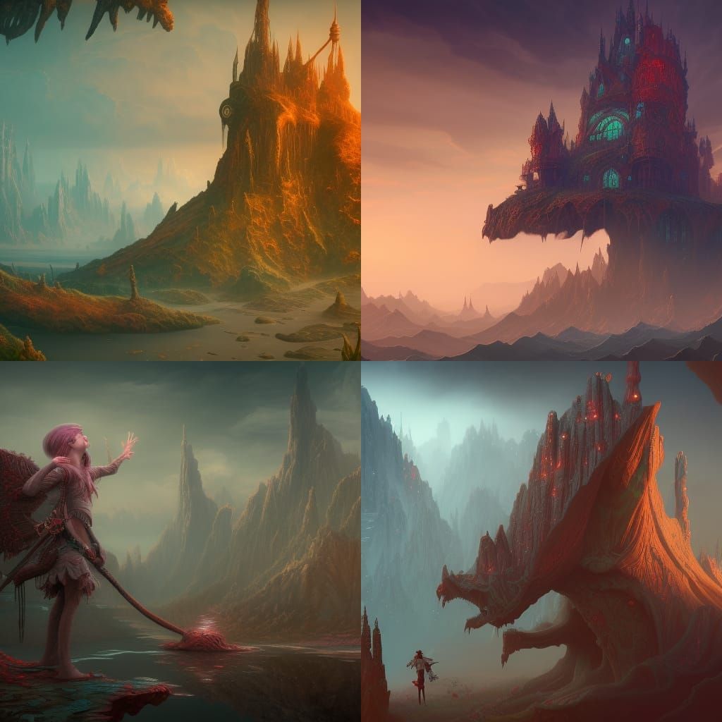 Fantastical Weird Girl in Detailed Matte Painting