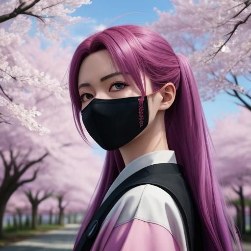 Ninja Girl Amidst Sakura Blossoms: Anime Film Still