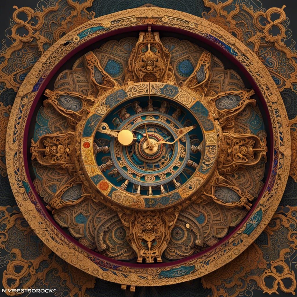 Clockwise Sand Mandala with Golden Swiss Mechanism