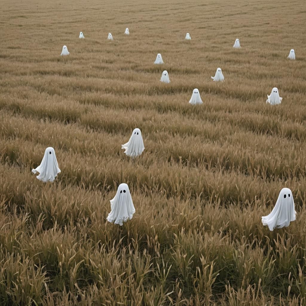 Ethereal Ghosts Gliding Through a Field