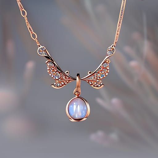 Ethereal rose gold necklace with big moonstone pendant& Beautiful craftsmanship vibes& perfect craftsmanship vibes& magi...
