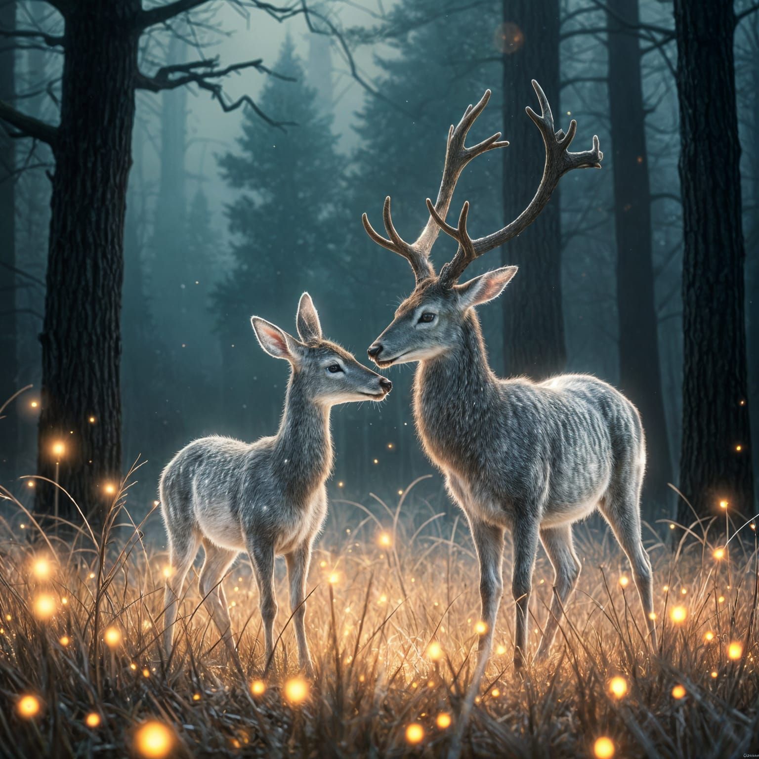 Crystal Deer in Luminous Pastel Meadow