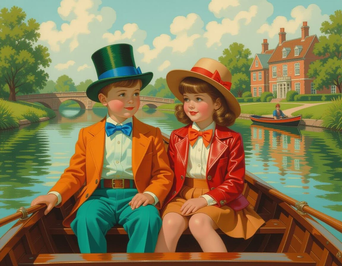 Children's River Adventure in Storybook Illustration Style