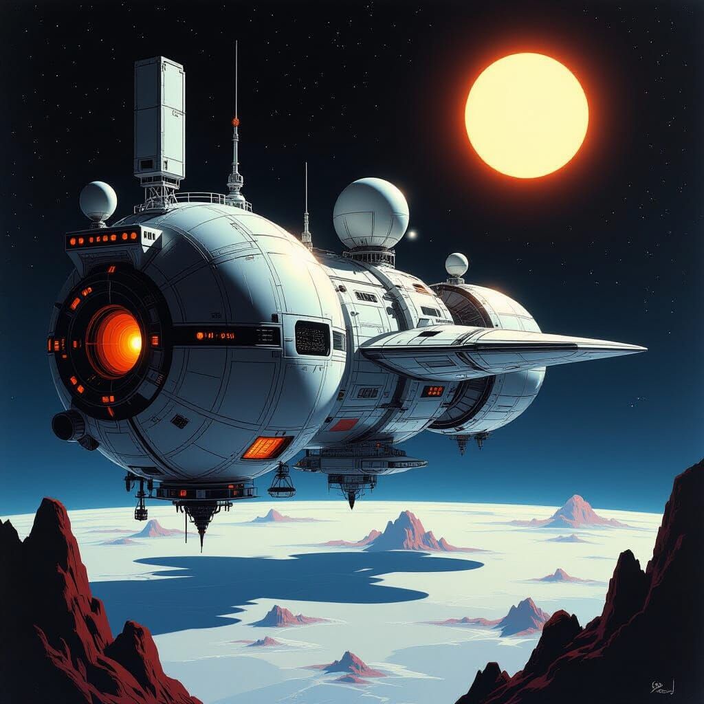 Futuristic Space Station in Black Space Digital Art