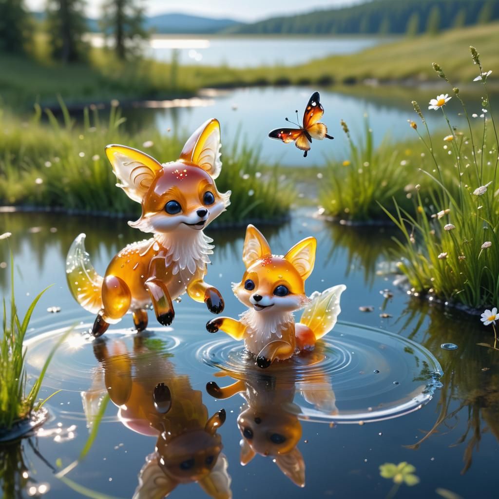 Jelly Fox and Butterfly Frolic in Meadow