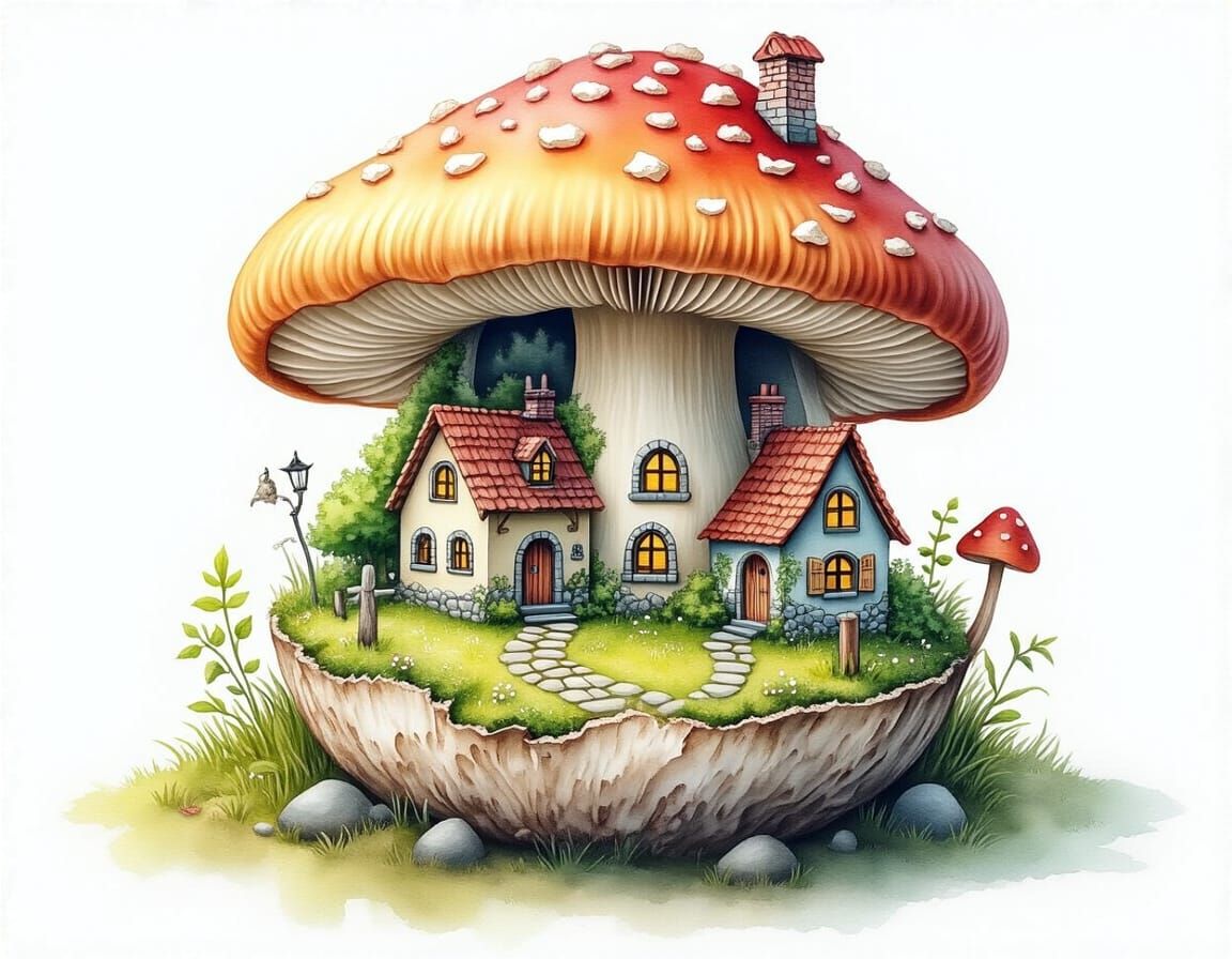 Miniature Worlds. A mini village built inside a hollowed-out...