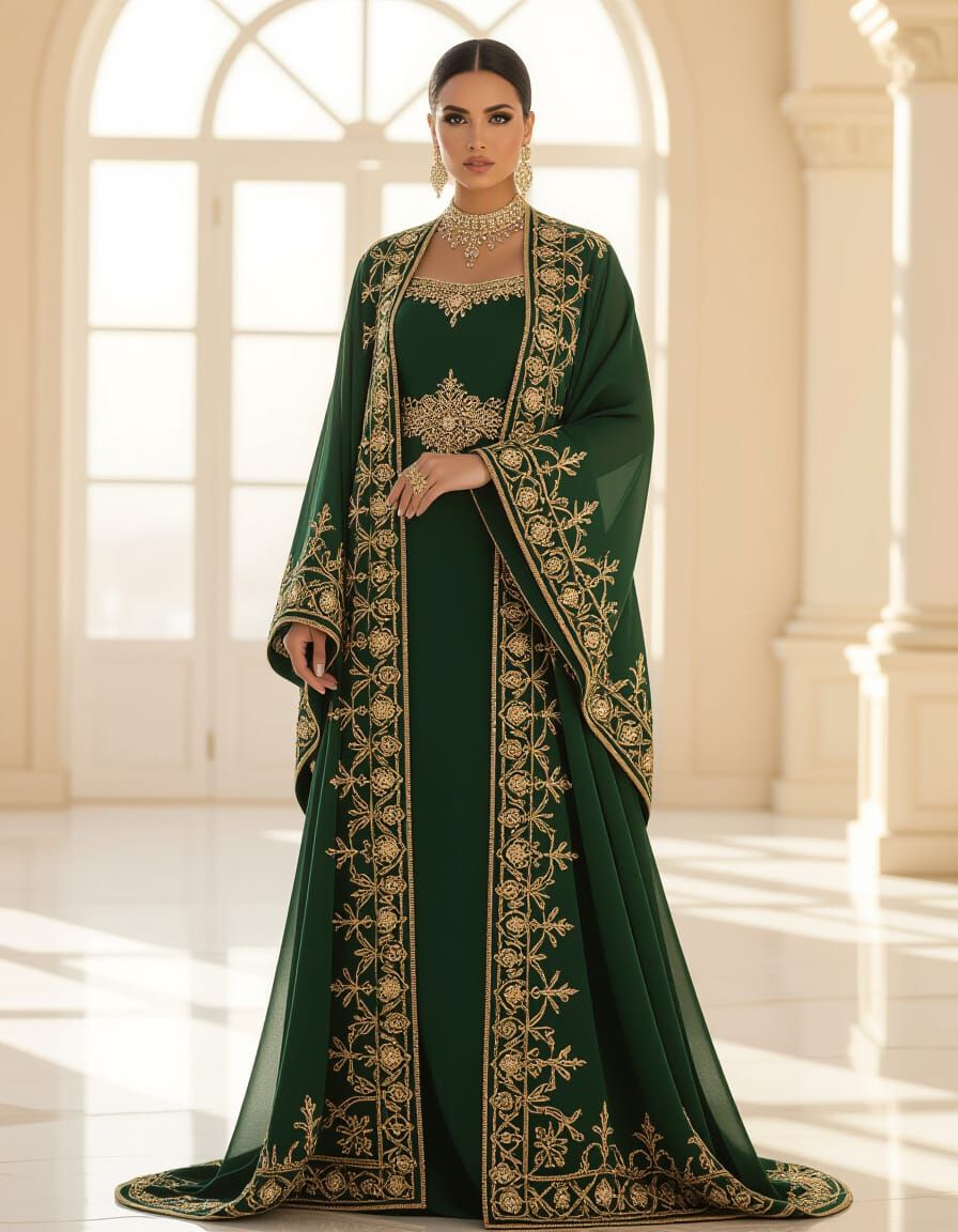 Regal Woman in Luxurious Modern Abaya