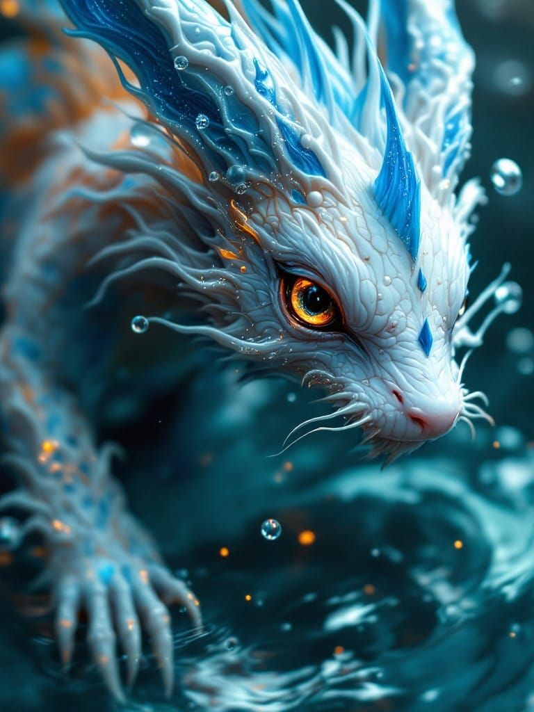 Hyperrealistic Albino Vaporeon in Mixed Media Masterpiece