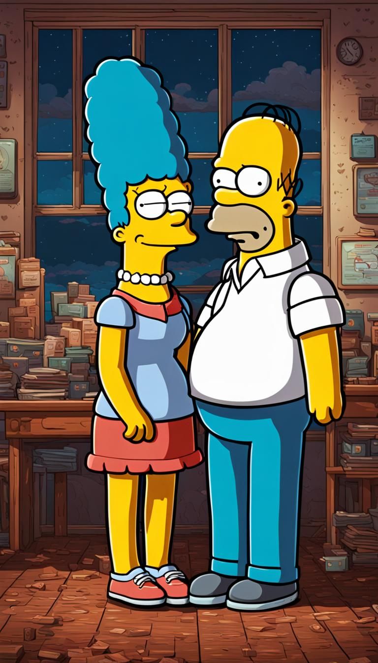 Unexpected Cartoon Romance in Hyperrealistic Style