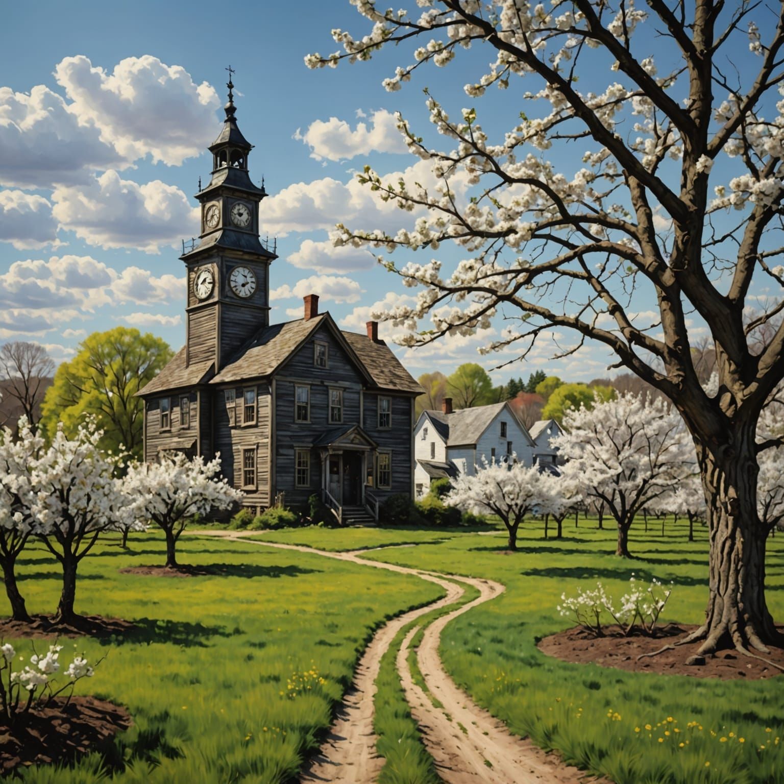 Cherry Orchard Village in Rustic Art Style