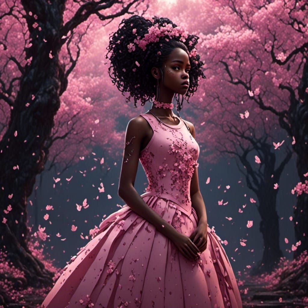 Princess in Cherry Blossom Forest