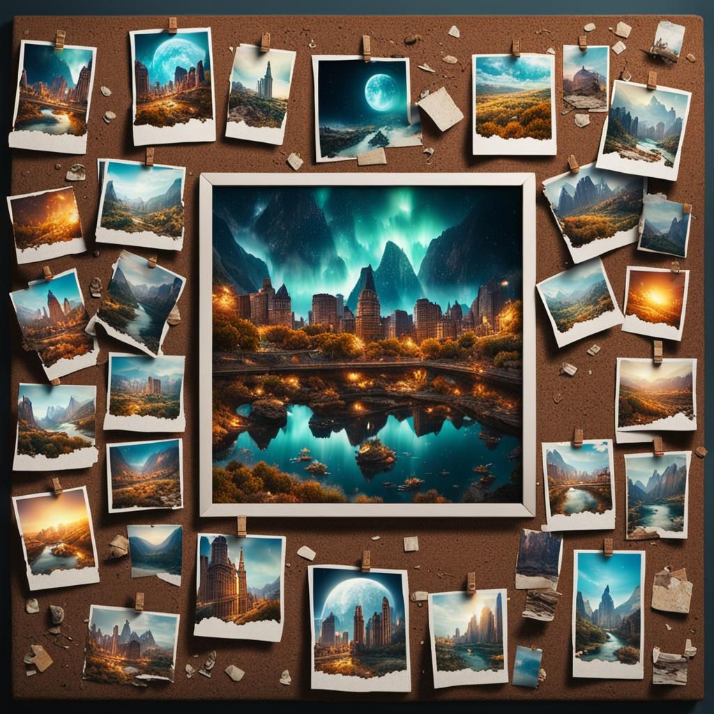 Happy Memories: Polaroid Pictures on Corkboard