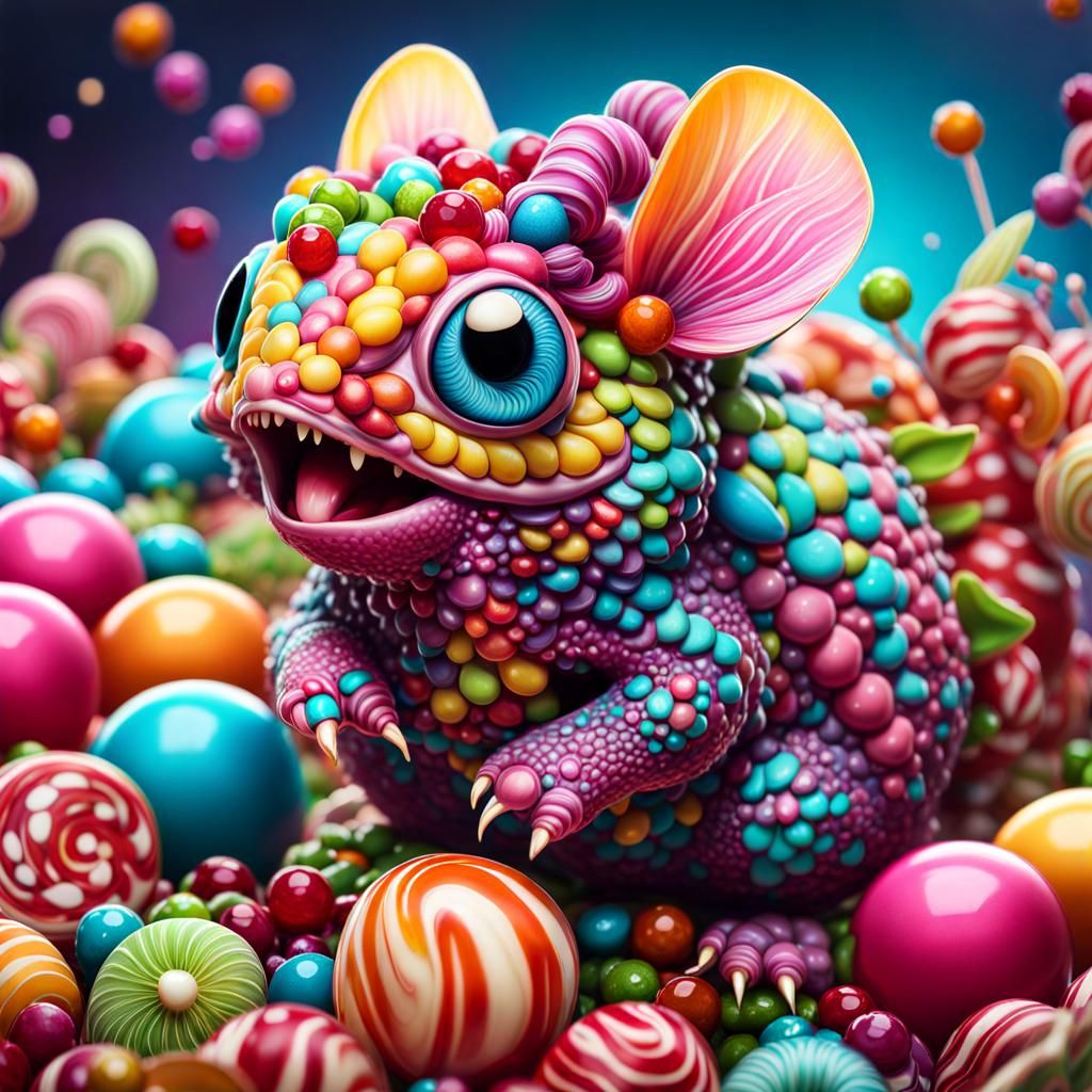 Hyperdetailed Candy Creature in Fantasycore Style