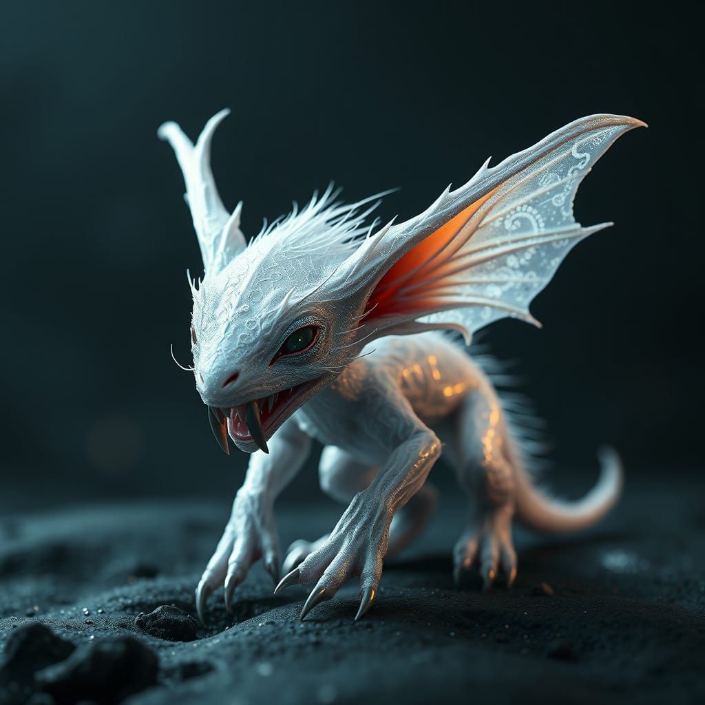 Whispering Winter Sprite in Iridescent White Fur