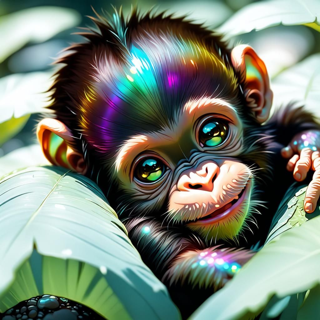 Chibified Chimp Baby in Bayou, Manga Style