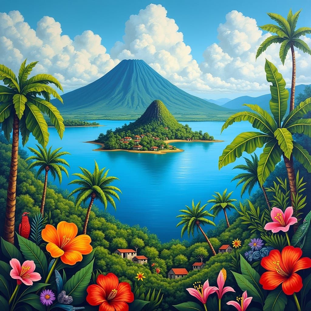 Vibrant Tropical Haven in Solentiname Style