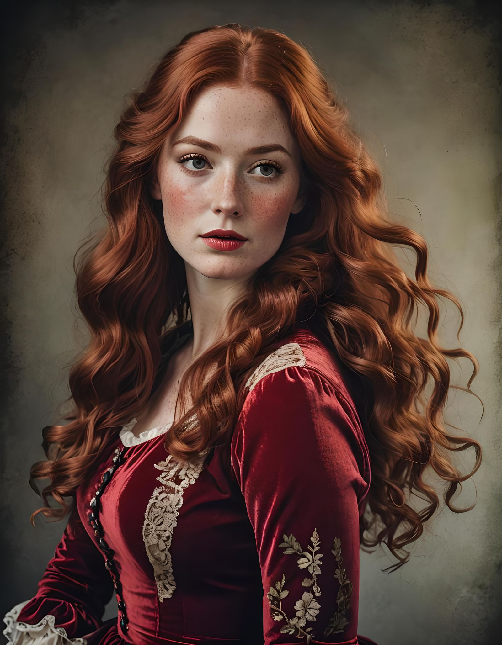 Very Beautiful playful curvy young Victorian woman with long...