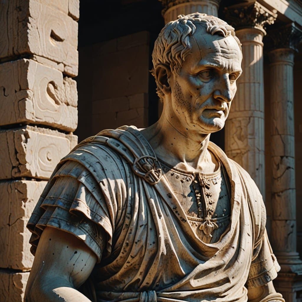 Restored Marble Statue of Cicero in Rome