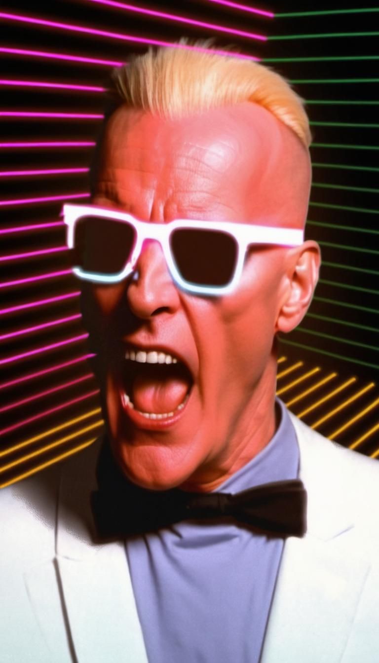 Max Headroom in Neon Cyberpunk Digital Art