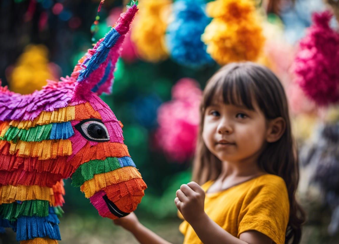 girl talking to her pinata