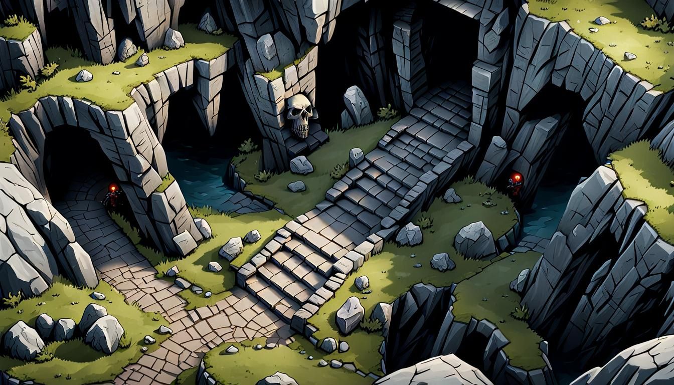 Detailed D&D Map: Skull Cave Entrance