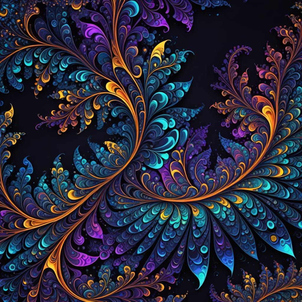 Psychedelic Fractal Bloom in Iridescent Hues