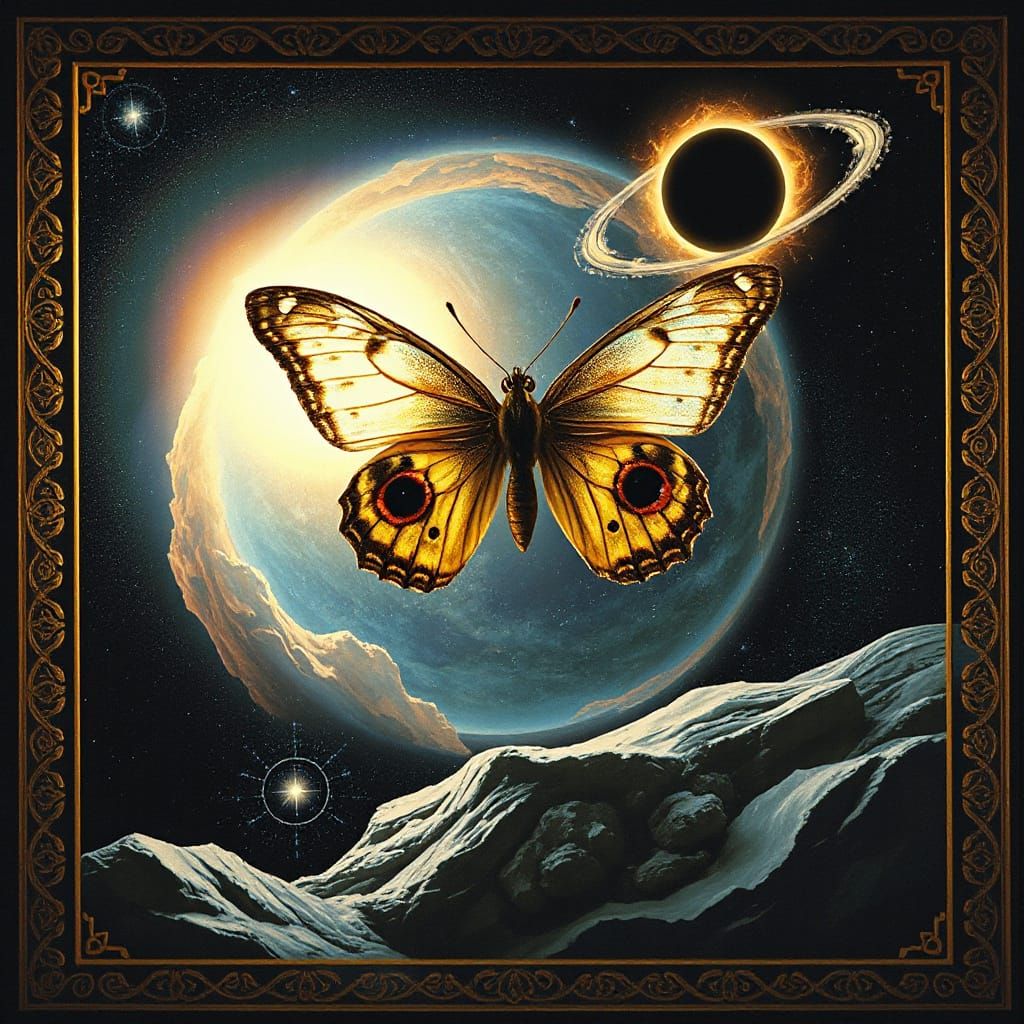 Butterfly in Space: A Pre-Raphaelite Painting