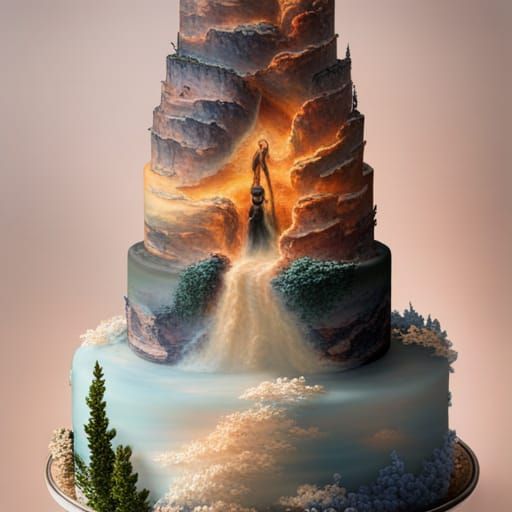 Volcanic Lightning Strikes Wedding Cake: Ethereal Fantasy Ar...