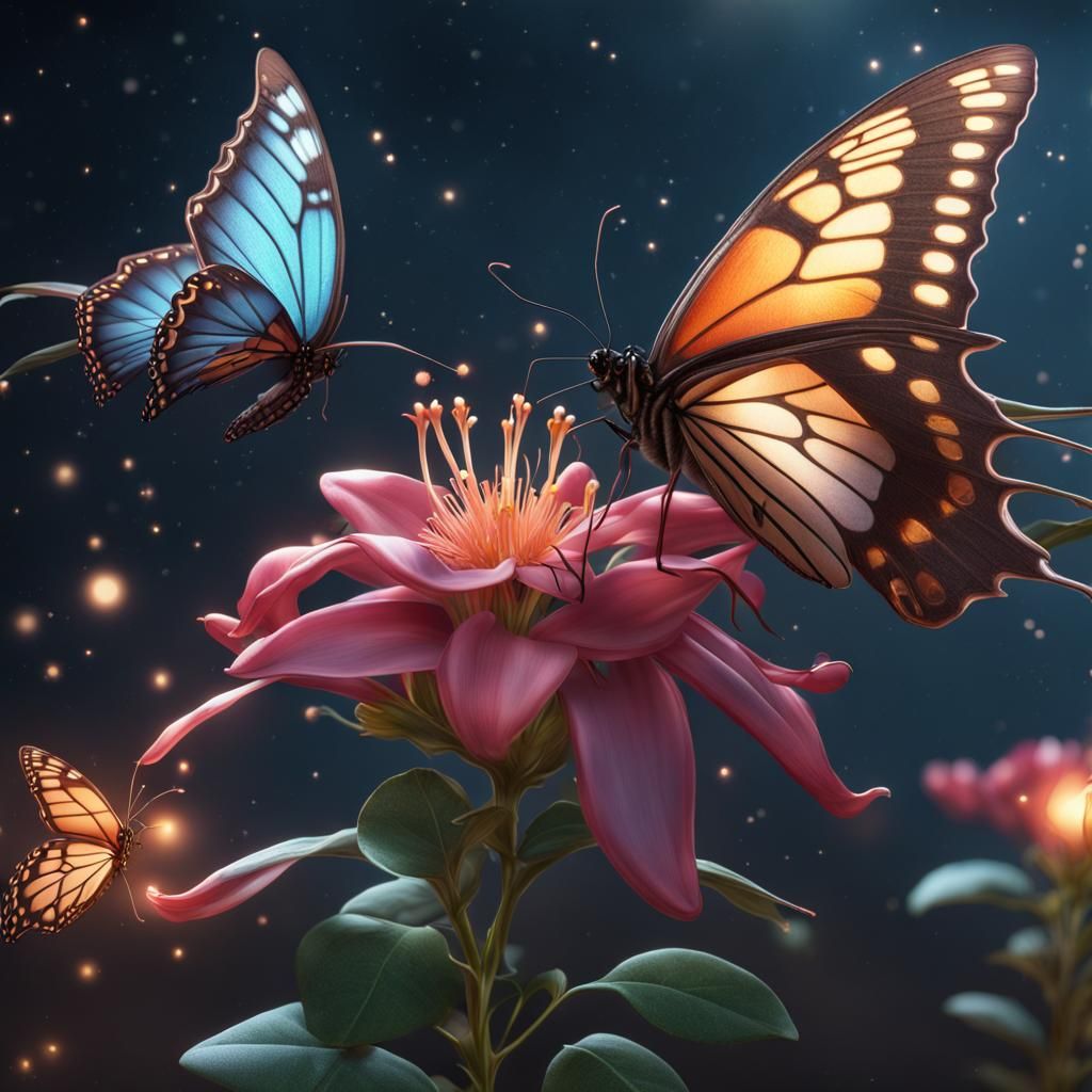 Honeysuckle, Butterfly, and Stars: Fantasy Concept Art
