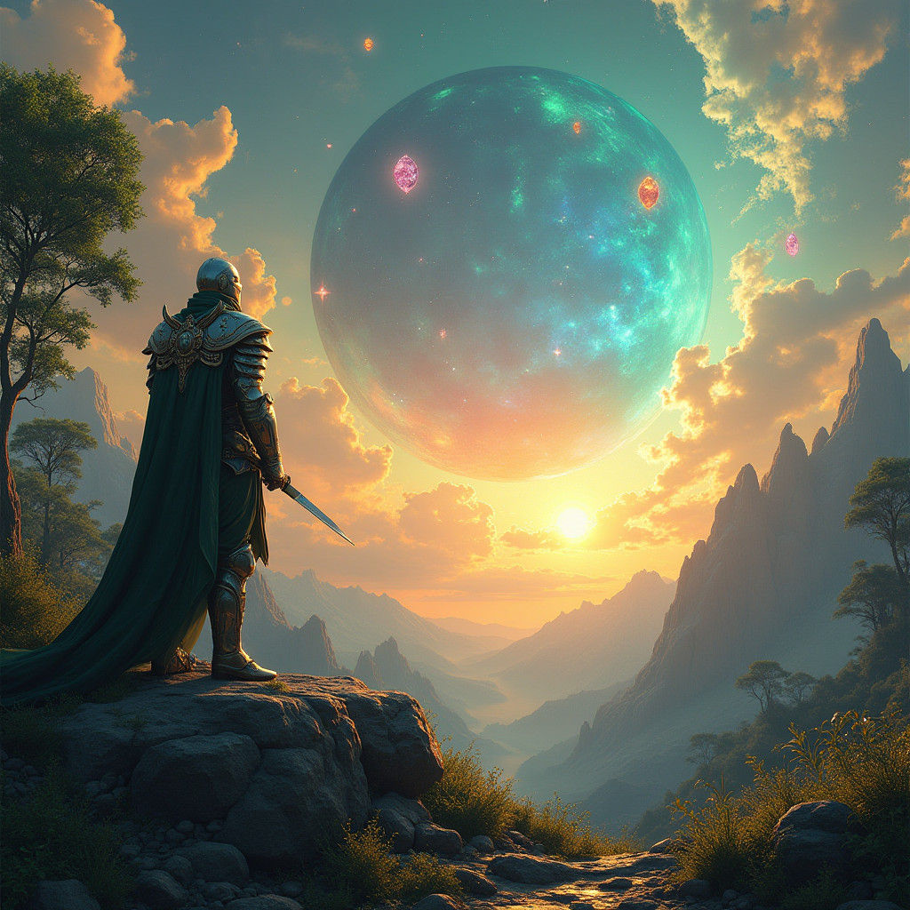 Earth Guardian Knights Protecting a Lush Planet