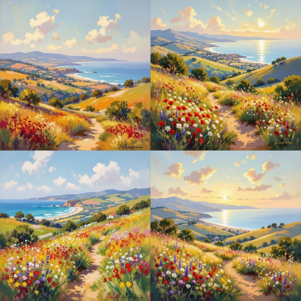 Portola Valley Coastline: A Panoramic Landscape Painting