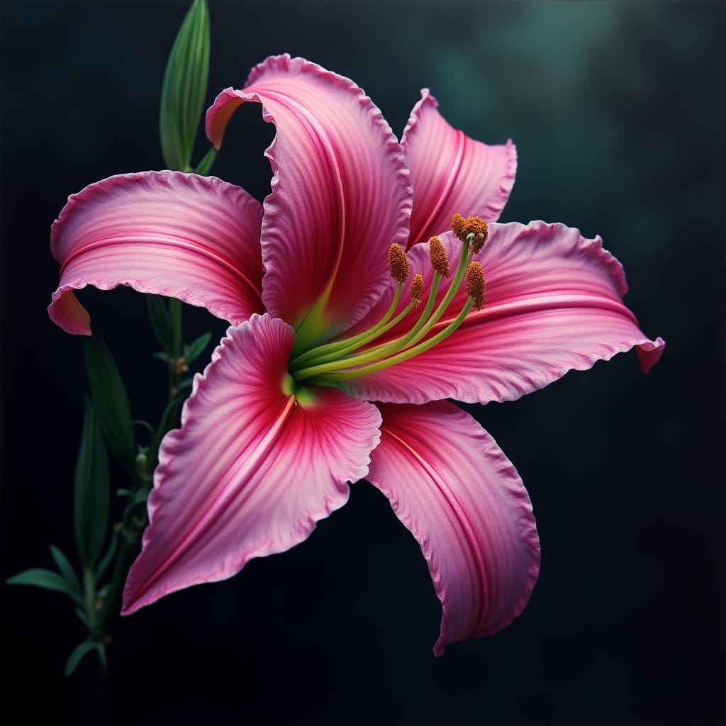 Magenta Day Lily in Soft Focus, Sfumato Style