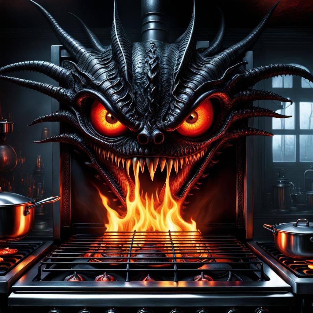 Haunted Stove in a Hyperrealistic, Detailed Style