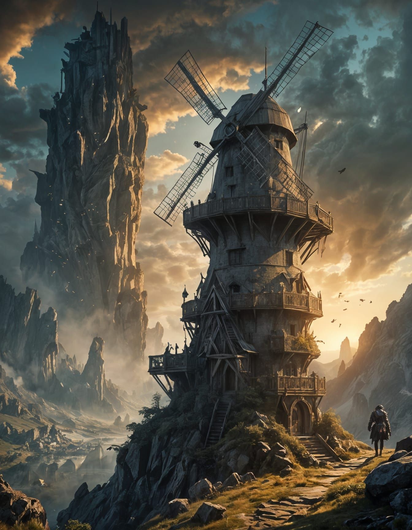 Elden Ring Towers Landscape in Doré Style