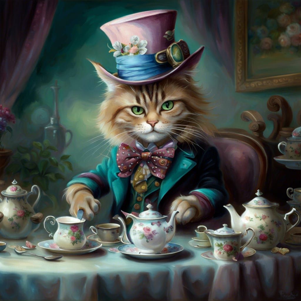 Mad Hatter Cat Ready for Fantasy Tea Party