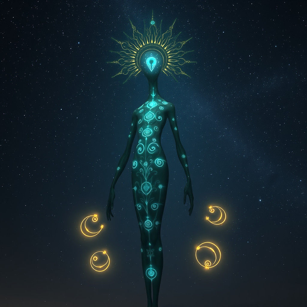 Mystical Being with Third Eye in Ethereal Style