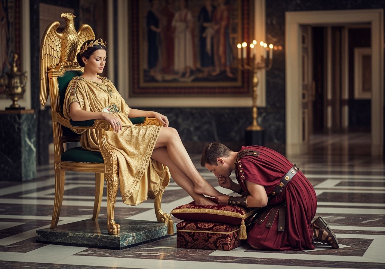 Roman Empress on Eagle Throne, Photorealistic Style