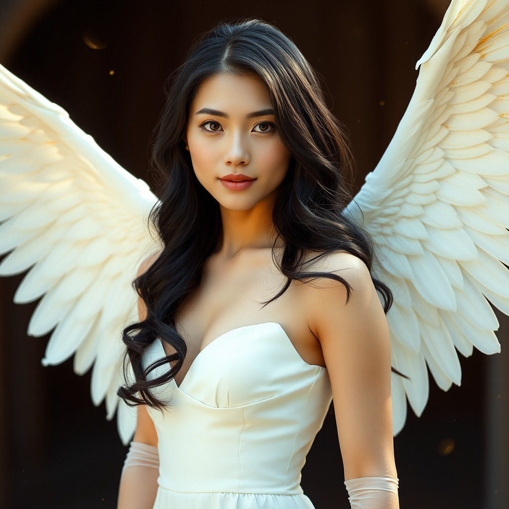 Ethereal Beauty with Wings in Cinematic Style