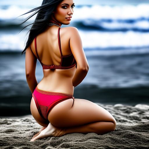 Hyperrealistic Bikini Model with Sharp Focus