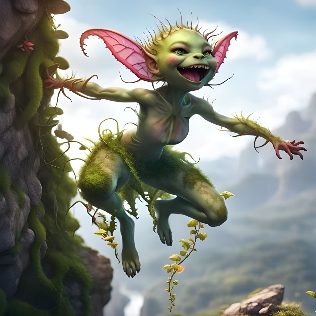 Leaping Plant Monster Portrait in Digital Art Style