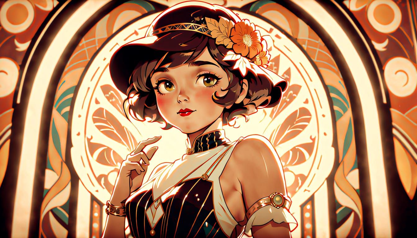 Elegant Hero Winks in Art Deco Elegance