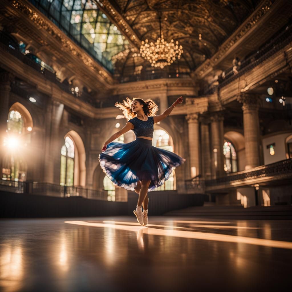 Elegant Young Woman Dancing in Natural Light