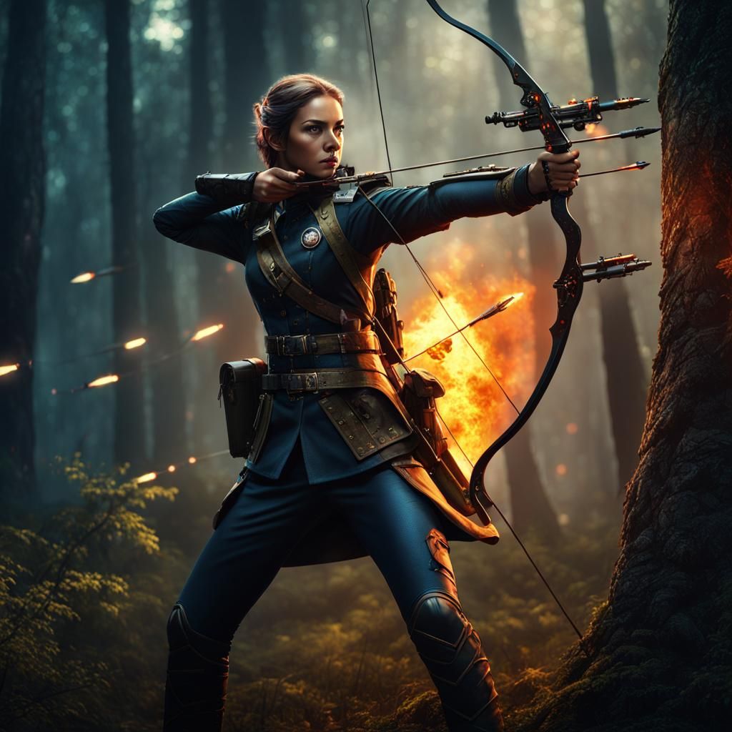 Archer in Dark Forest, Dark Fantasy Concept Art