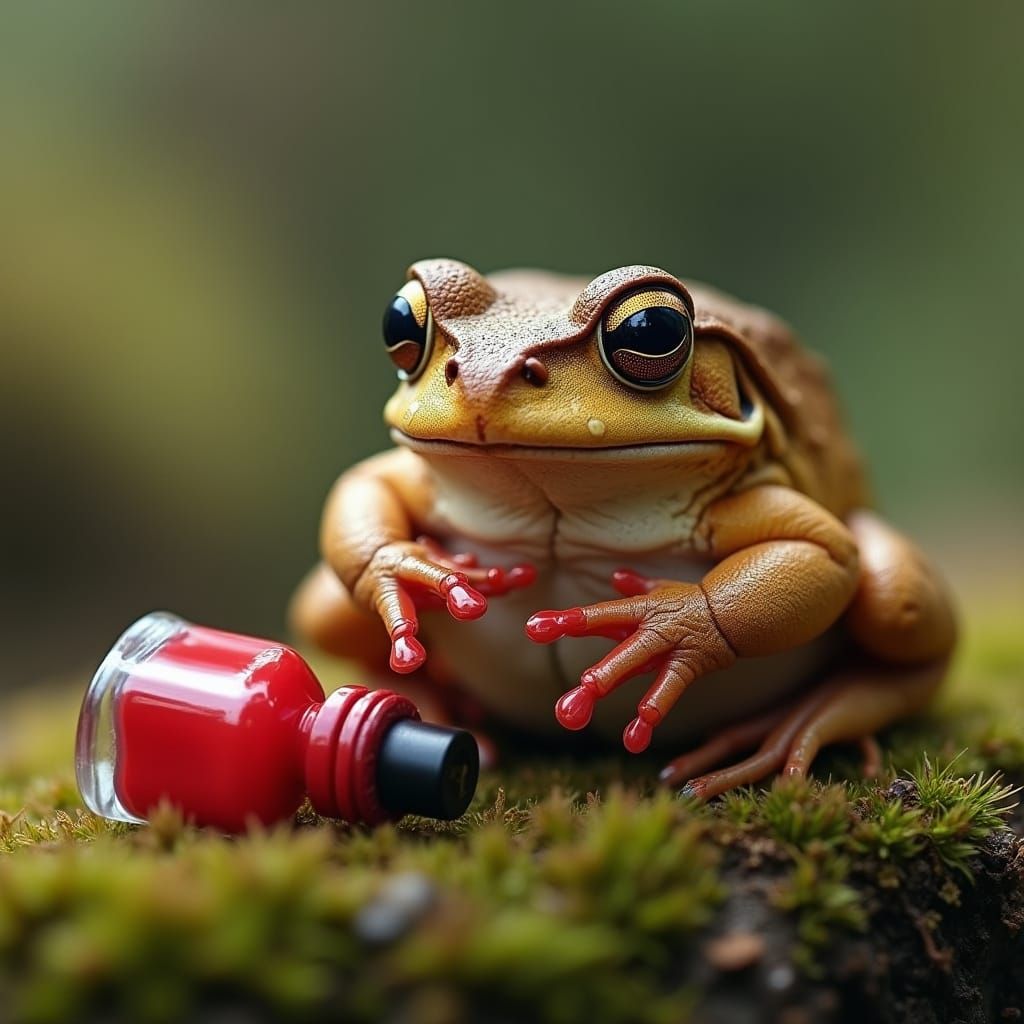 Toad Hilariously Paints Its Toes Red Nail Polish